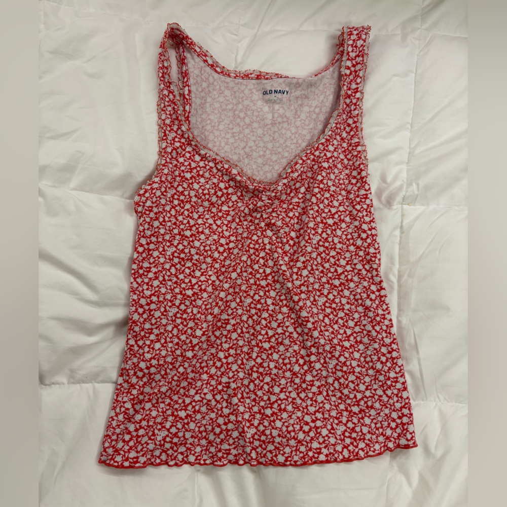 Old Navy Pink and White Patterned Tanktop
